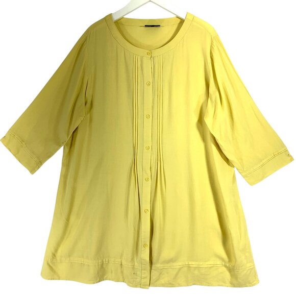 plus size tunic blouse top 3/4 sleeve button down linen blend SZ16 ADDITION ELLE - Picture 1 of 13
